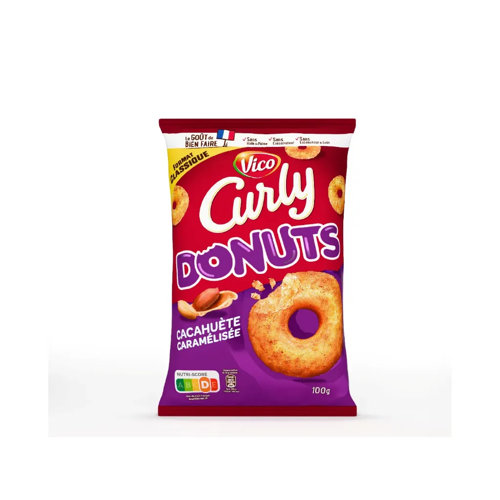 Curly donuts cacahuète caramélisée 14x100g