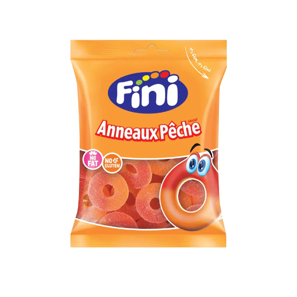 Fini sachet anneaux pêche 12x90g