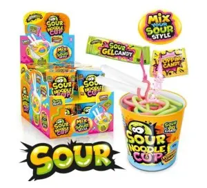 Candy sour noodles cup 12x65g