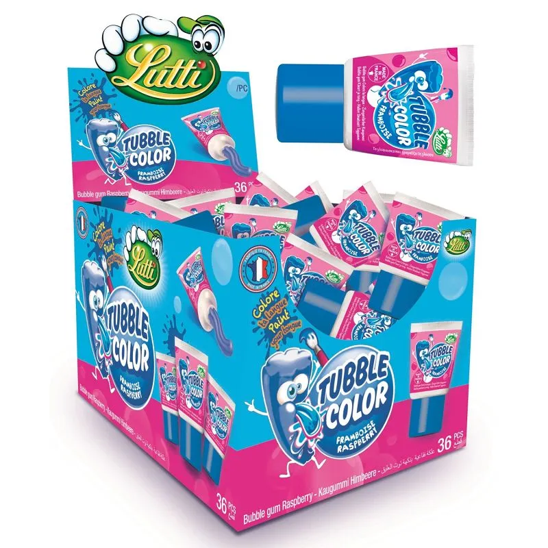 Lutti tubble gum color framboise 36x35g